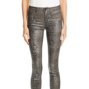 L'Agence Margot Crocodile Metallic Coated Jeans